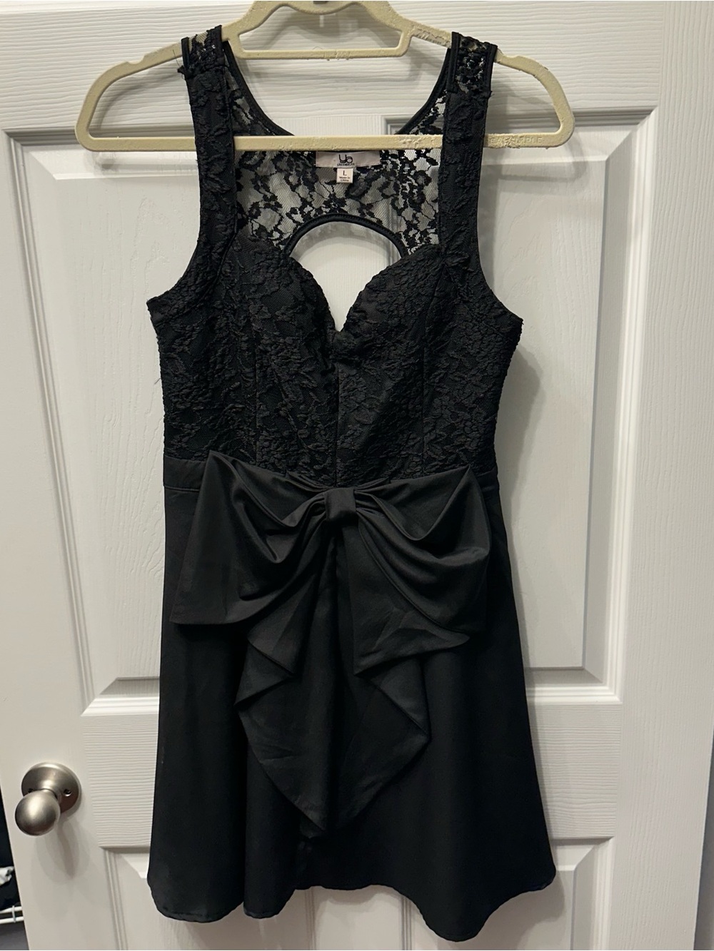 Ya Los Angeles Black Lace Mini Dress with Bow Accent